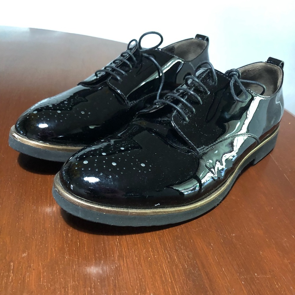 AGL black patent Parker oxfords